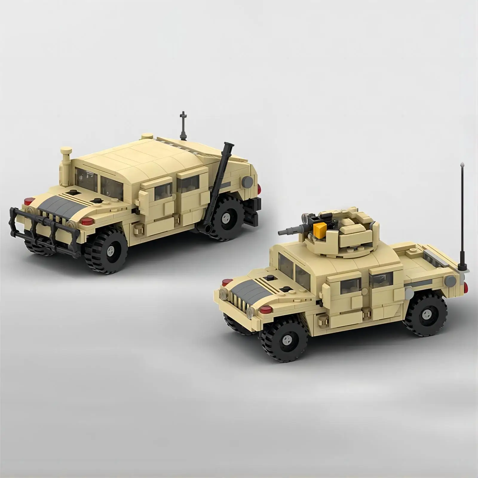 World War II military U.S. Army HMMWV personnel carrier building blocks 1:35 scale motorized gun armored vehicle building blocks