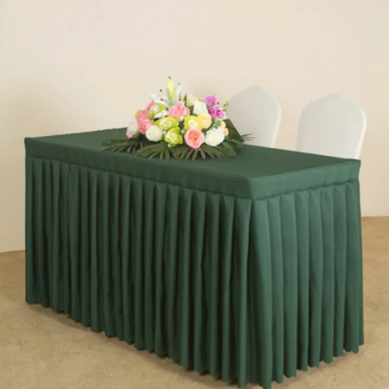 Big Skirt Solid Color Rectangular Tablecloths Multi-color Large Skirt Tablecloth Dust Anti Slip Table Cover with Folds Meeting