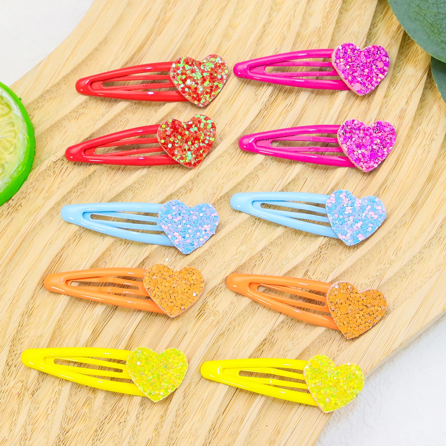 10pcs Sparkly Heart Hair Clips Girls Alloy Hairpins Glitter Heart Shaped Hair Barrettes Clips Kids Headwear Hair Accessories