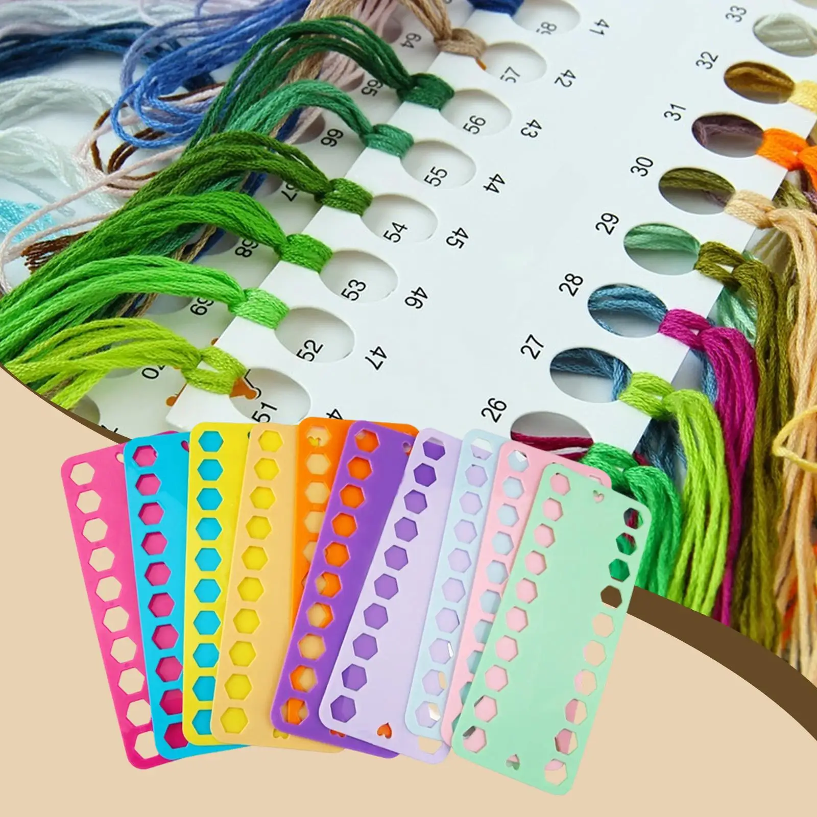 Sewing Thread Organizer PET Material 20 Hole Floss Holder Board for Knitting Supplies and Cross Stitch Needlework Projects