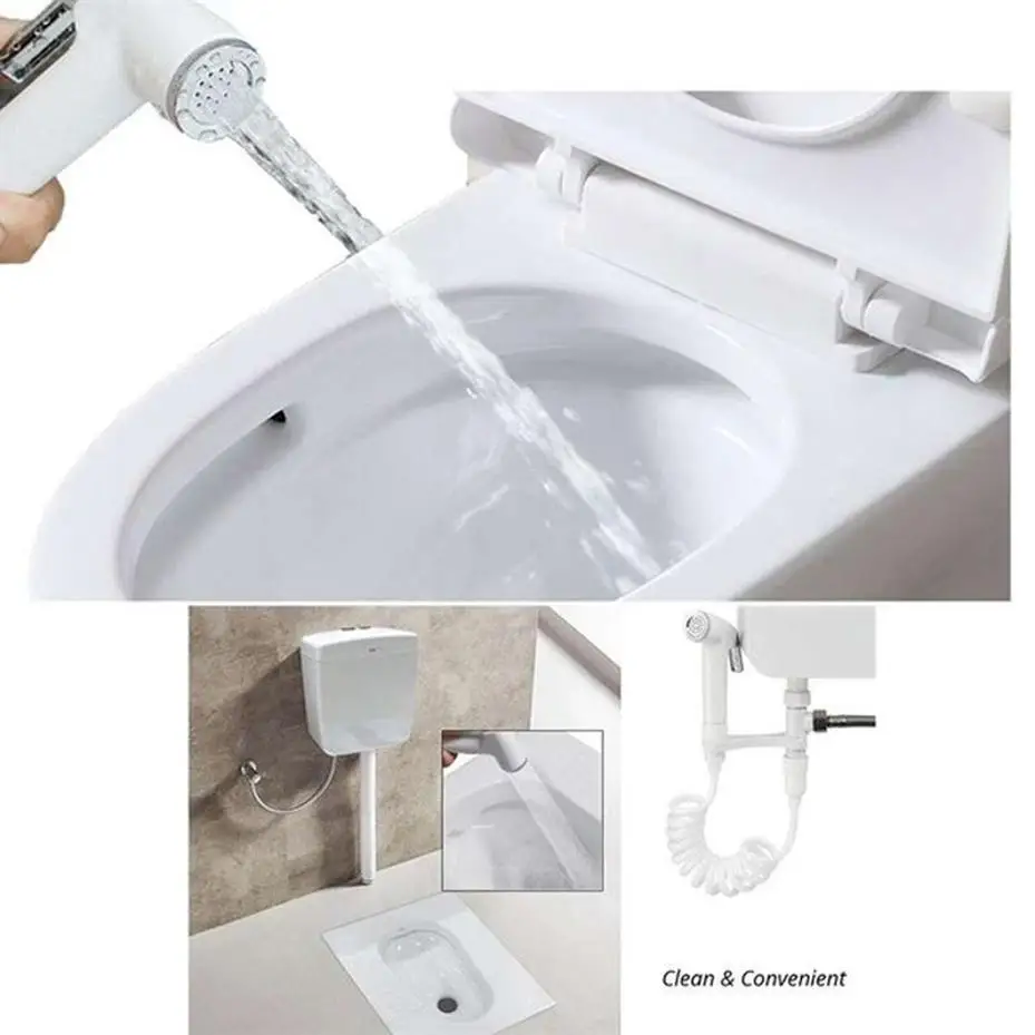 Versatile bidet sprayer kit includes a faucet-mounted sprayer flexible shower hose toilet seat mount nozzle easy install.