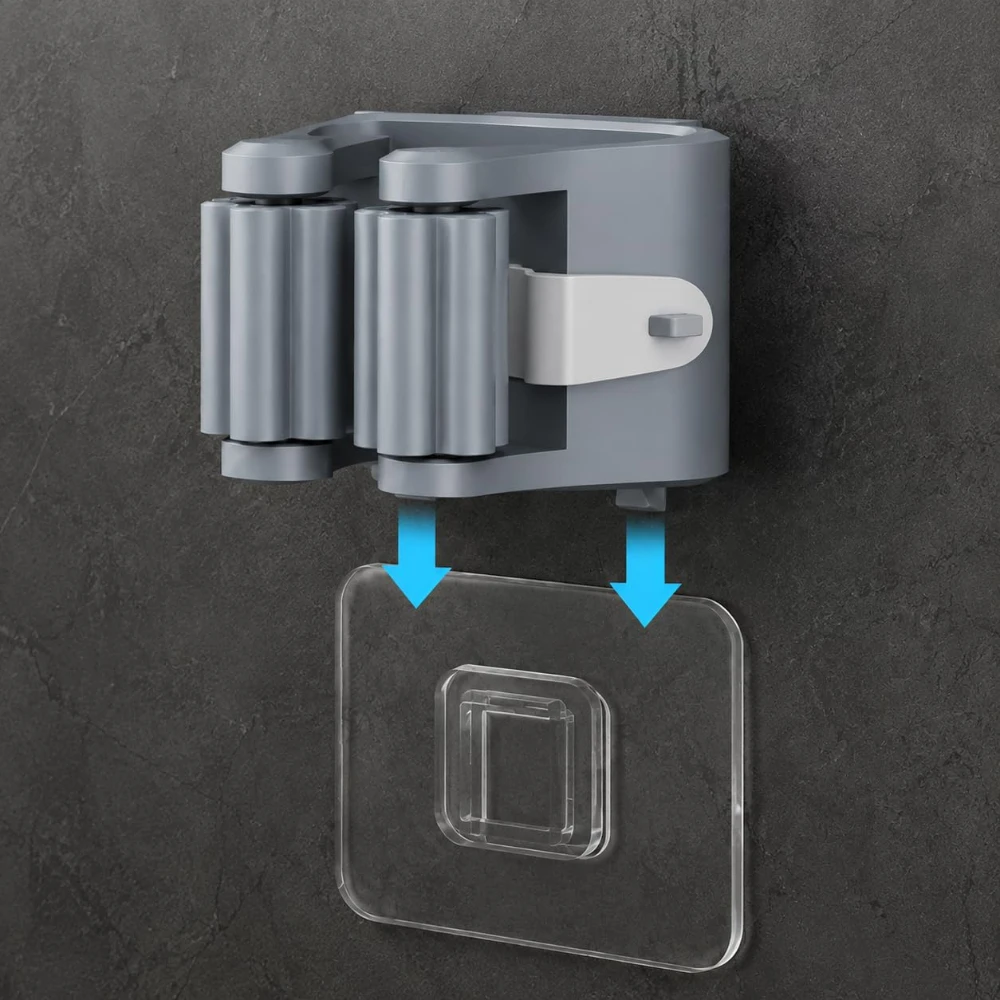 Home Storage Rack Wall Hanging Shelf Bathroom Shower Holder Storage Traceless Hook Mop Organizer Waterproof Broom Hanger - view 5