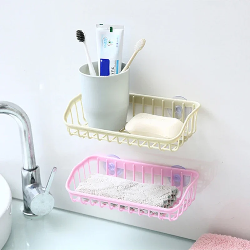 Plastic Sink Shelf Kitchen Sponge Holder Rack Drain Basket with Double Suction Cups for Home Bathroom Bathroom Shelves Kitchen