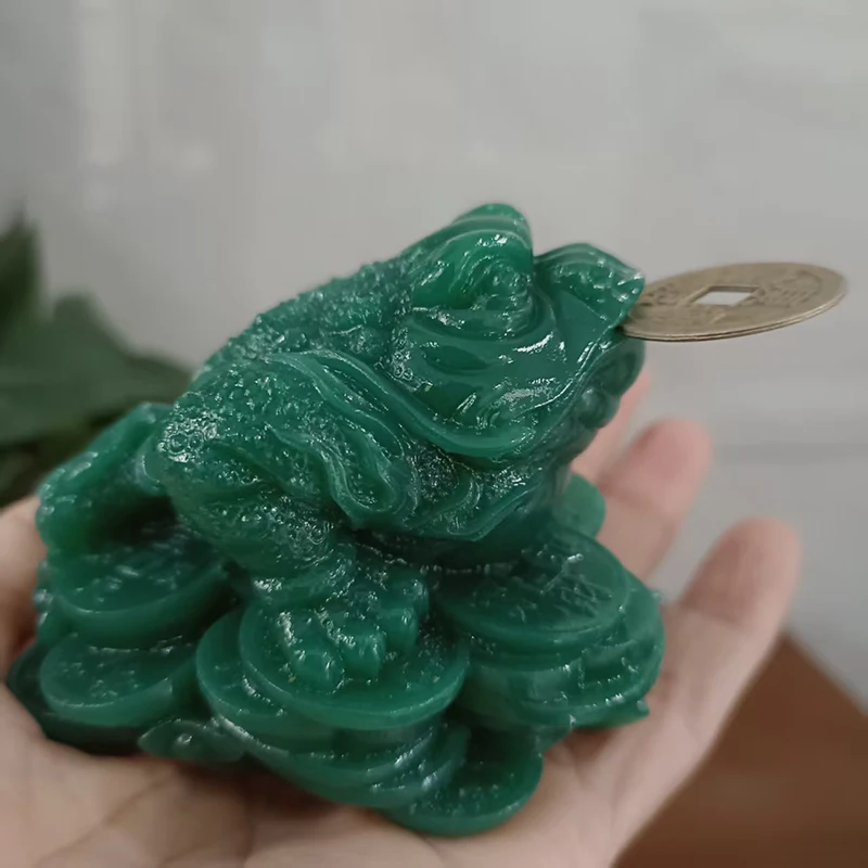 Money Buddha Statues Chinese Feng Shui Coin Three Legged Toad Frog Animal Statue Sculptures Home Decoration Man-made Jade Stone