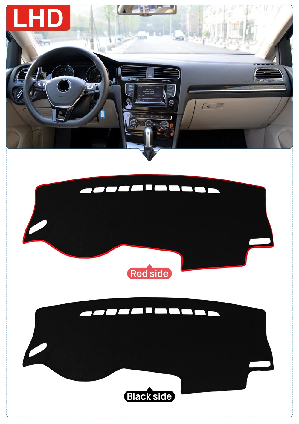 Auto Dashboard Nicht-slip Abdeckung Sonnenschutz Pad Schutz Zubehör Für Volkswagen VW Golf7 MK7 2013 2014 2015 2016 2017 2018 2019 – Detail 4