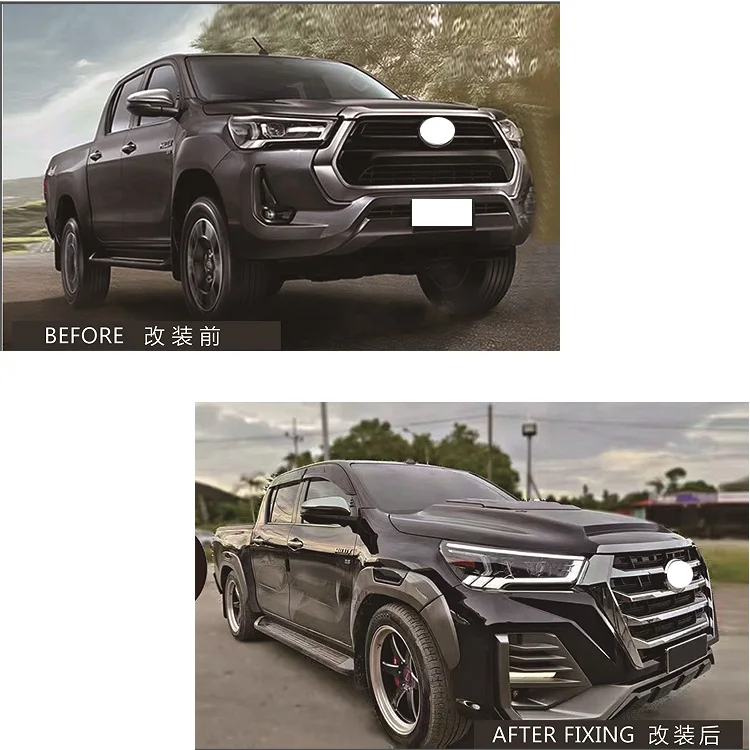 For  Hilux Revo 2021 X-Men Style Body Kits DaMeiAuto Parts Front Bumper Hood Grille Body Kit