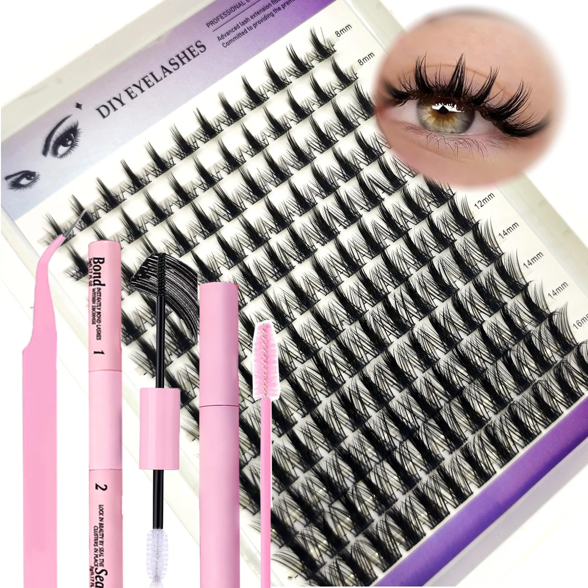 3D Intelligente DIY 32reihige 60-150P Persönliche Wimperncluster D-Curl Wimpernverlängerung Natürliches Wimpernbuch Klebeset – Detail 16
