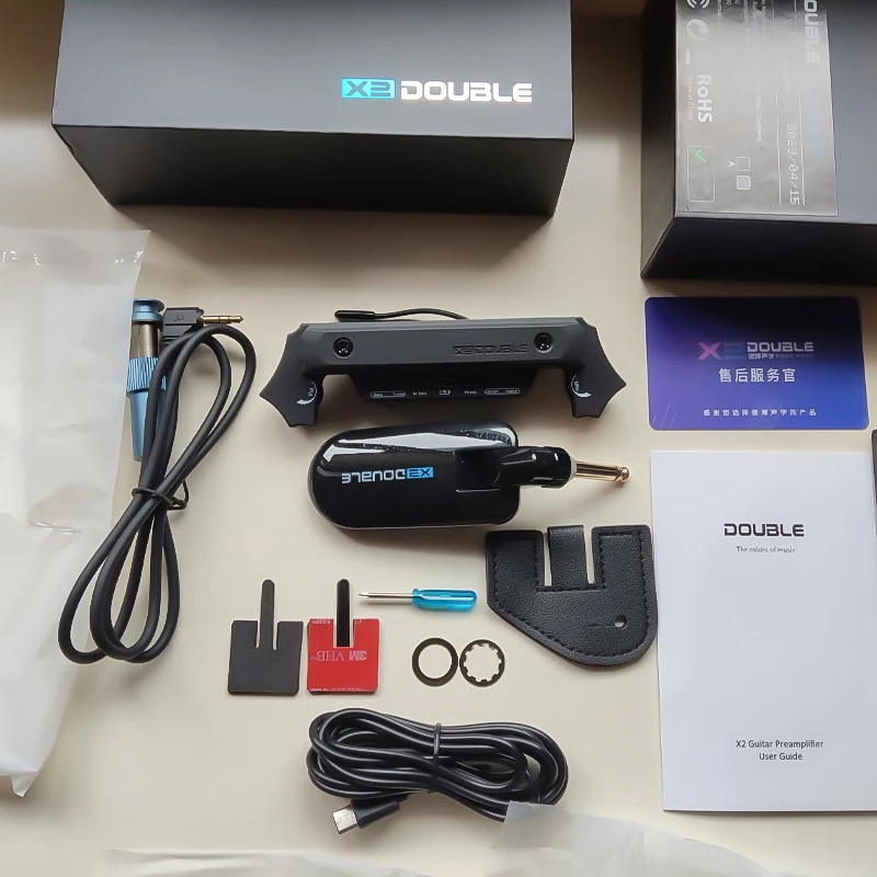 DOUBLE X2 Wireless Soundhole Pickup with Receiver Microphone 50M Transmission for 80-120mm Sound-hole Acoustic Guitar Pickups