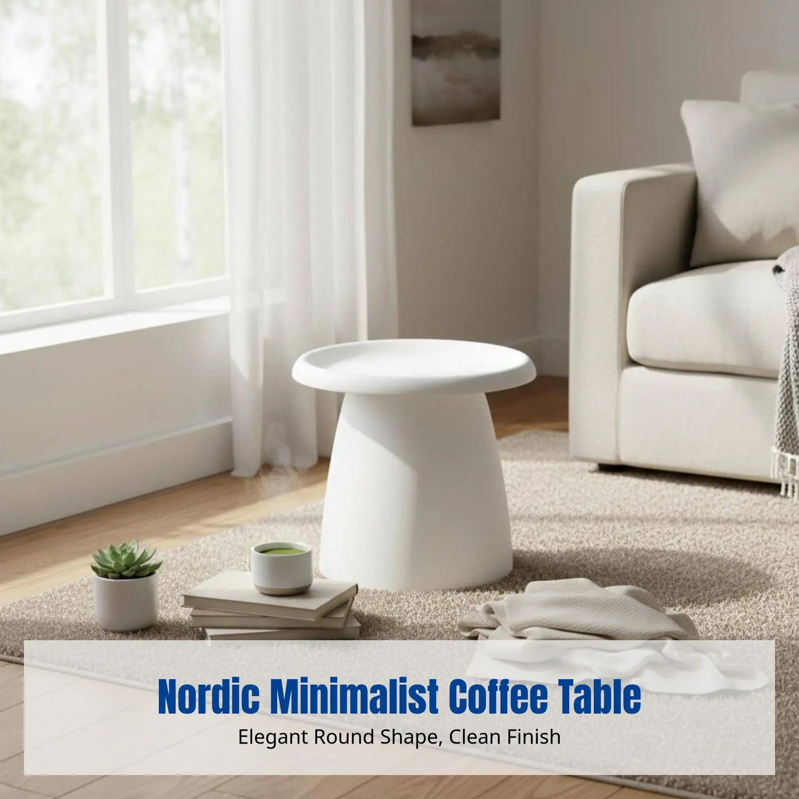 

Круглый журнальный столик, скандинавский минимализм, цвета макарон, японский стиль, акриловая столешница, приставной столик для гостиной