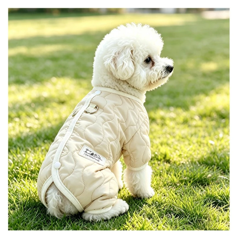 Pet Winter Warm Jumpsuit Thick Cotton Padded Four Legs Vest for Small Dogs Cats Cold Weather Romper Clothes