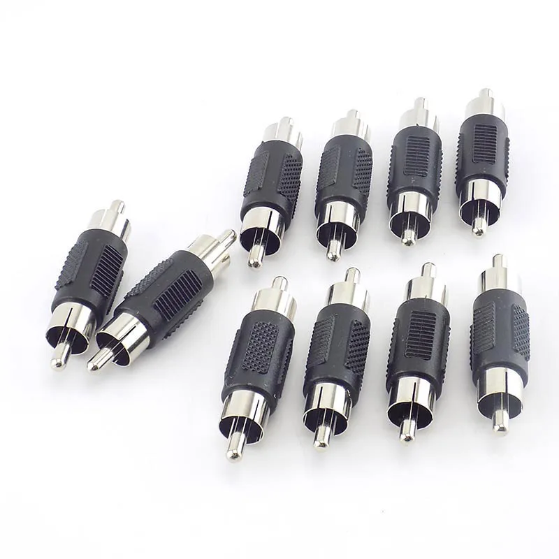 10pcs/lot Video Adapter RCA Male to Male Connector RCA Coupler Plug Audio Adapter for CCTV Camea Microphone Cable Connection E1