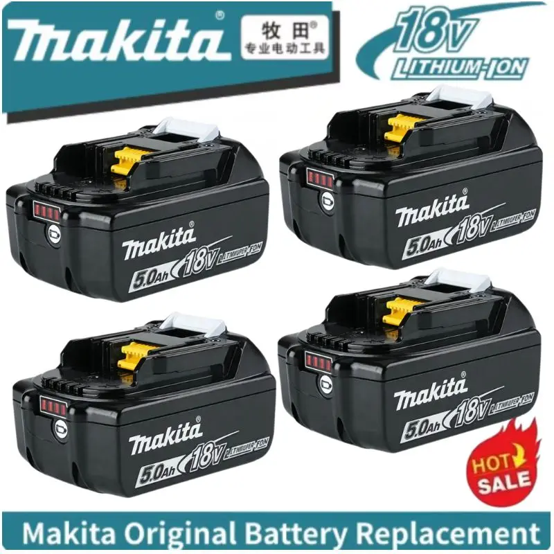Original Makita18V 5Ah BL1860B Lithium Ion Battery Replacement for Makita 18V LXT Cordless Power Tools, with LED Power Indicator