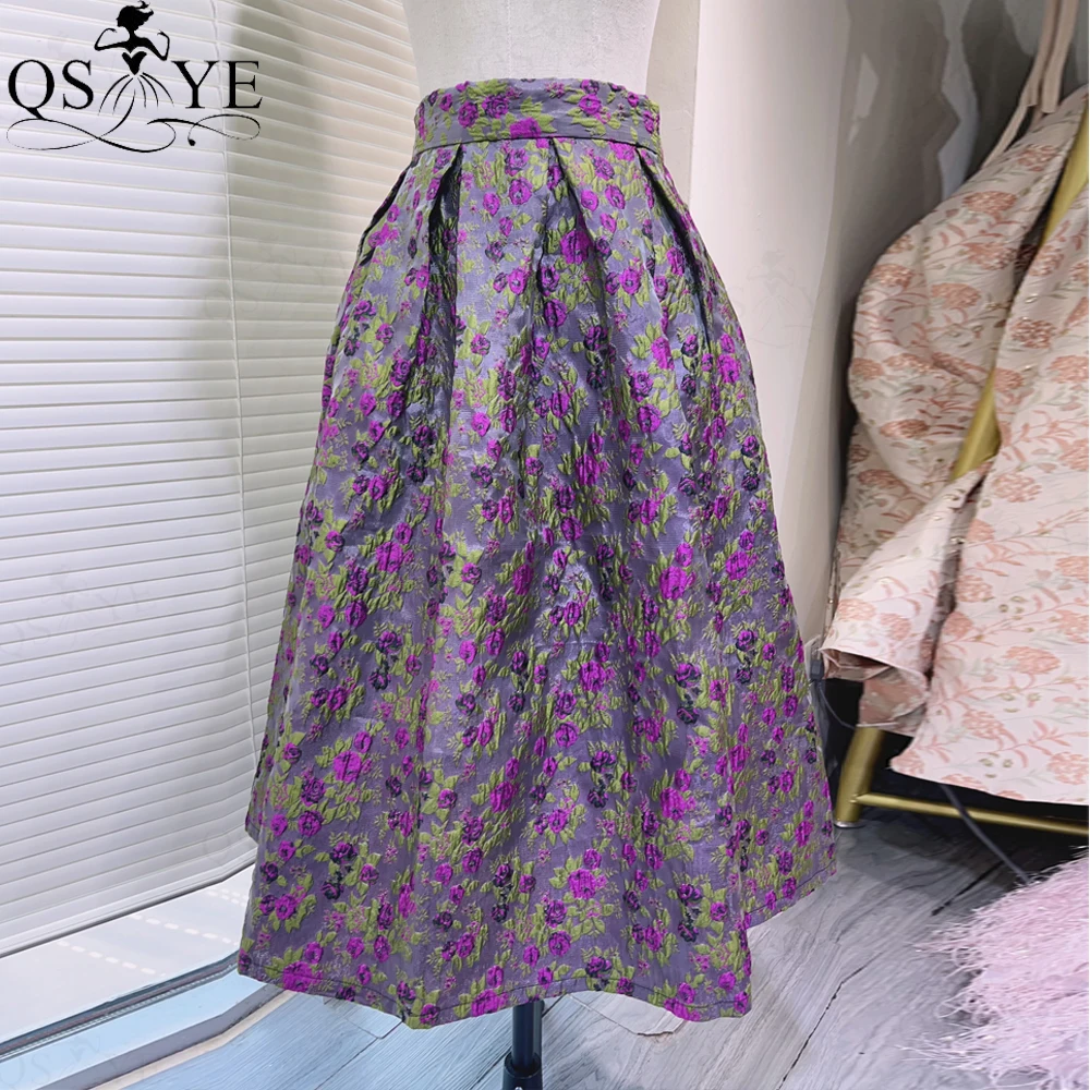 Tiny Purple Floral Long Prom Dress A line Overskirt gonna donna Overlay Flower Pattern abito da sera gonna lungo Maxi Party Dress