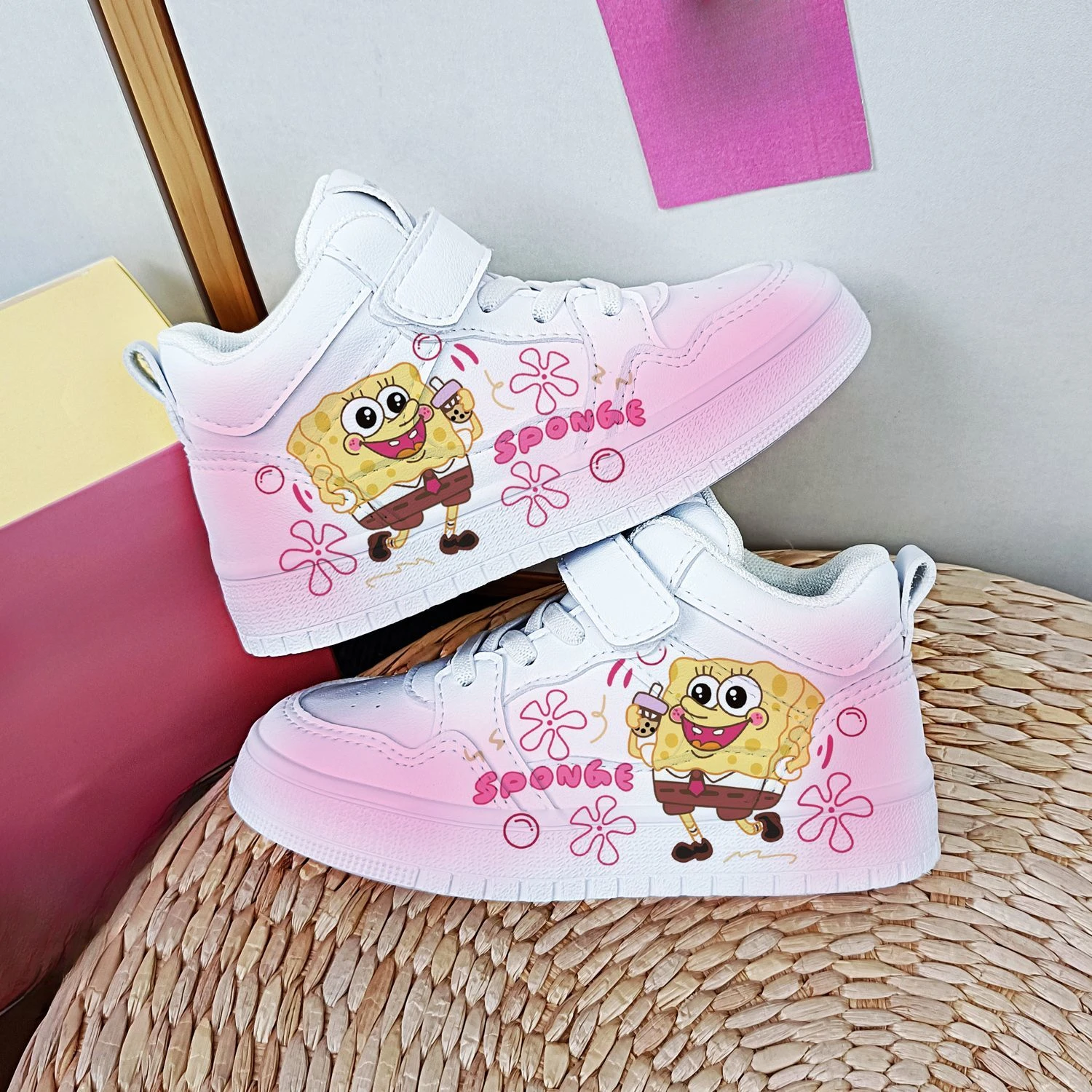 Original cartoon SpongeBob SquarePants princess cute Casual shoes soft sports shoes for girlfriend gift EU size 25-38