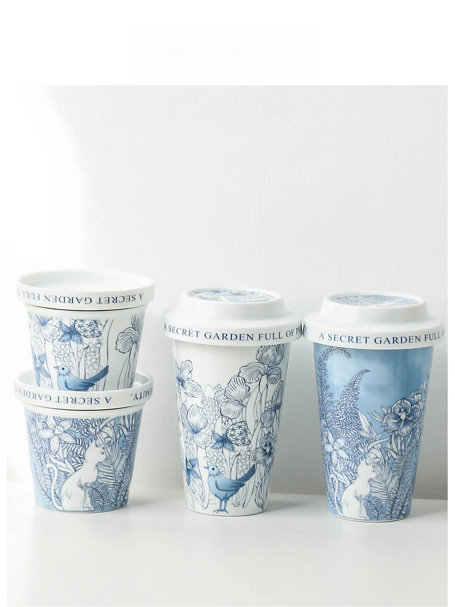 Taza de cerámica EKU pro de gran capacidad con tapa, taza creativa de doble capa con aislamiento, diseño rústico con estampad...