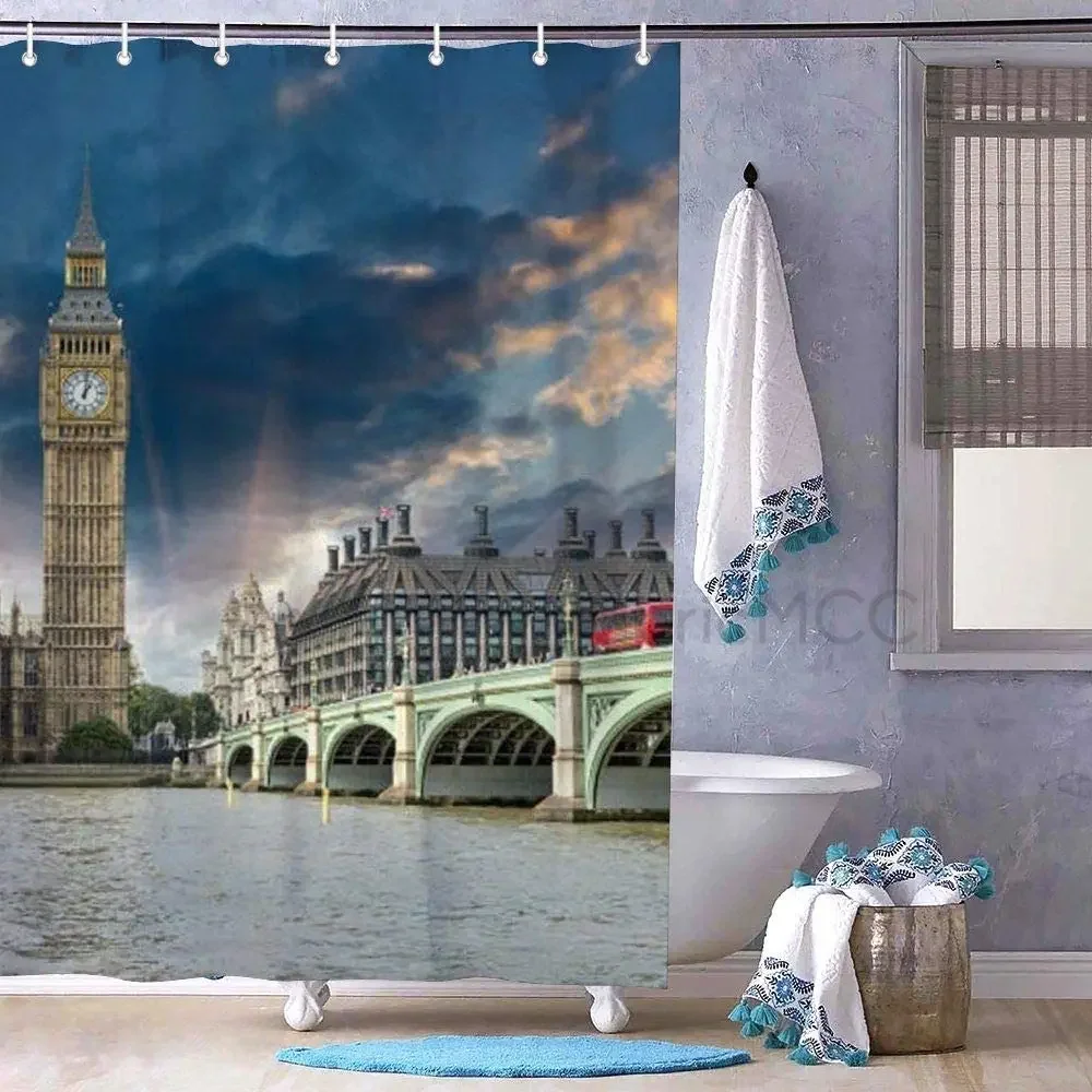 City Skyline Large London London Gifts Art Bathroom Shower Curtain Bathroom Decoration