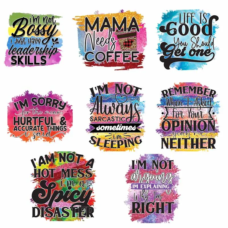 Sarcasm Design DTF Transfer Patch For Clothing Colorful Fashion Letter Series Iron Heat On Sticker T Shirts Cool Patch