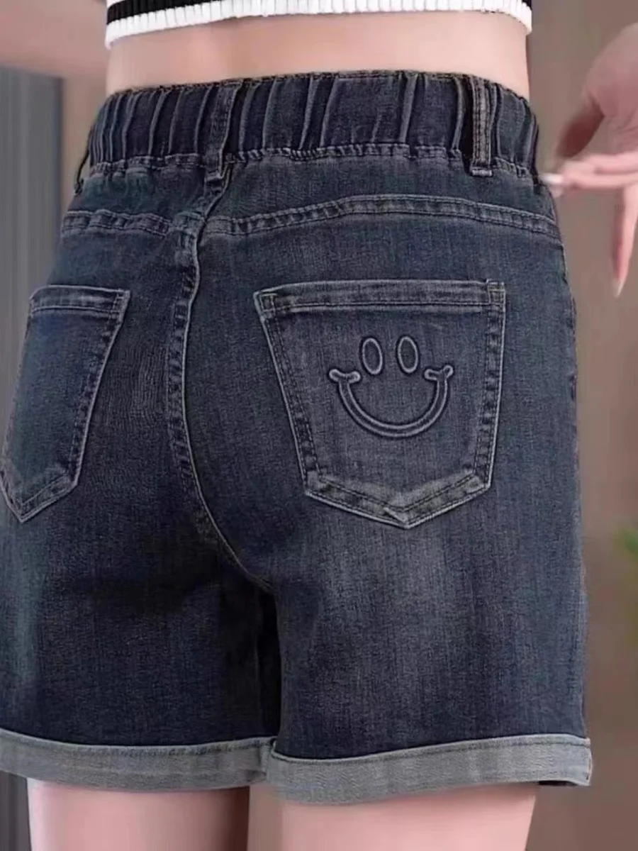 

High Waist Denim orts Women's Loose Fit Thin Model plus Size Elastic Band Slimming Hot Pants Summer Faion Ladies Jeans