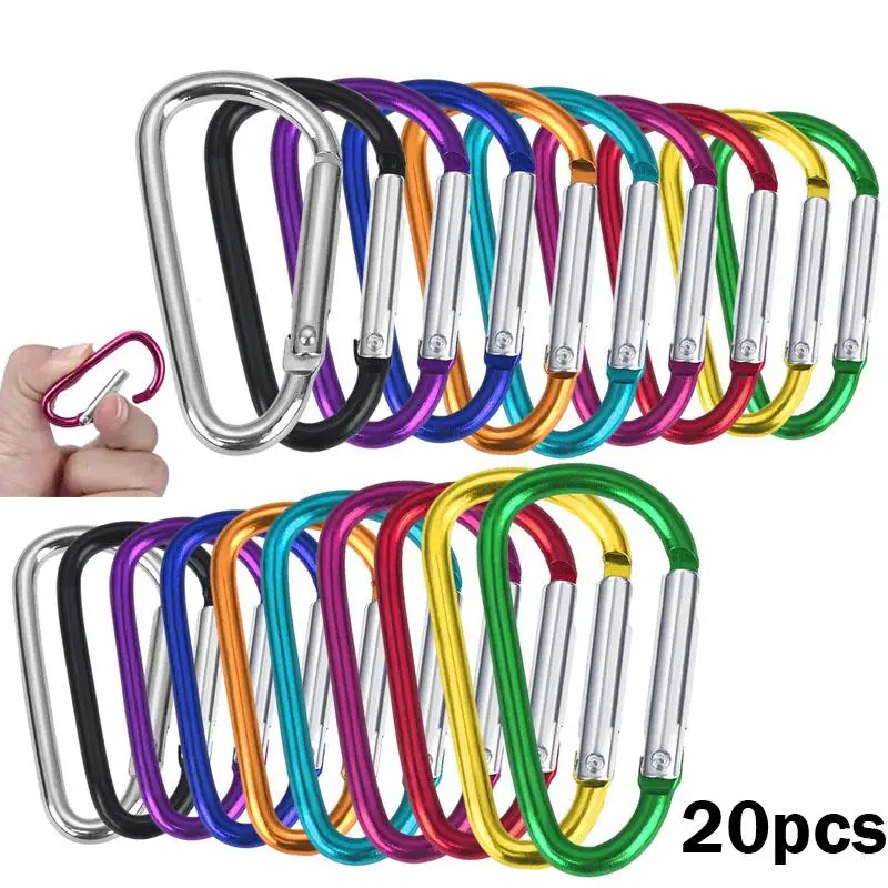 10/20 pz 5 # moschettone portachiavi alluminio D-ring fibbia Multi colori moschettone moschettone Clip portachiavi campeggio zaino fibbia