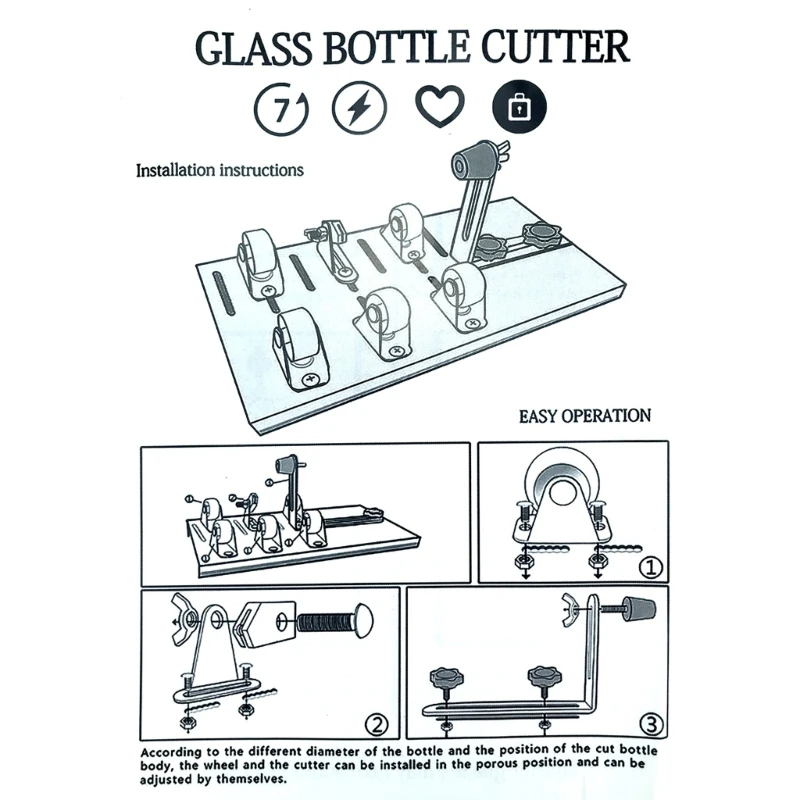 Adjustable DIY Glass Bottle Cutter Tools Wine Beer Cups Cutting Machine