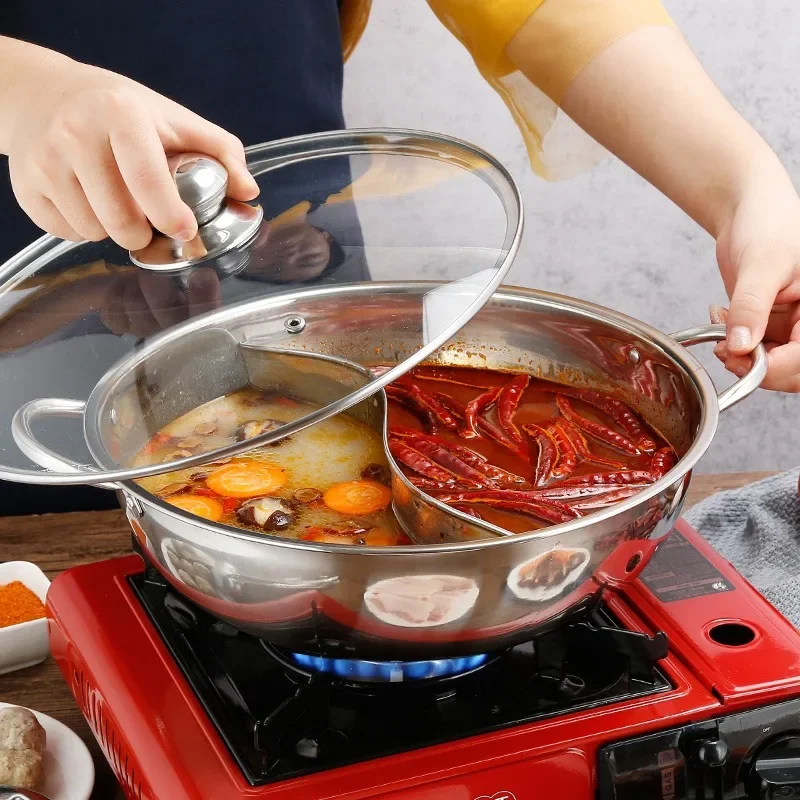 

Stainless Steel Pot Hotpot Induction Cooker Gas Stove Compatible Pot Home Kitchen Cookware Soup Cooking Pot For Home Party