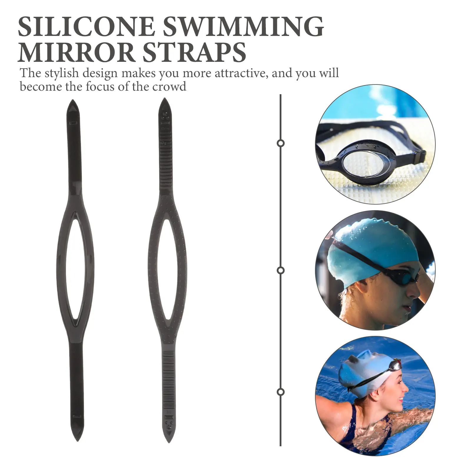 

2 Pcs Silicone Diving Lens Belt Goggles Band Strap Replacement Bungee White Elastic Parts Swimming Straps for