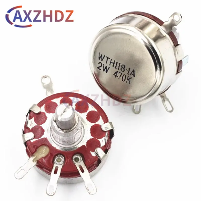 

1Pcs WH118 Single coil Carbon film Potentiometer 2W 1K 2K2 3K3 4K7 5K6 10K 22K 33K 47K 100K 150K 470K WTH118-1A Knob resistance