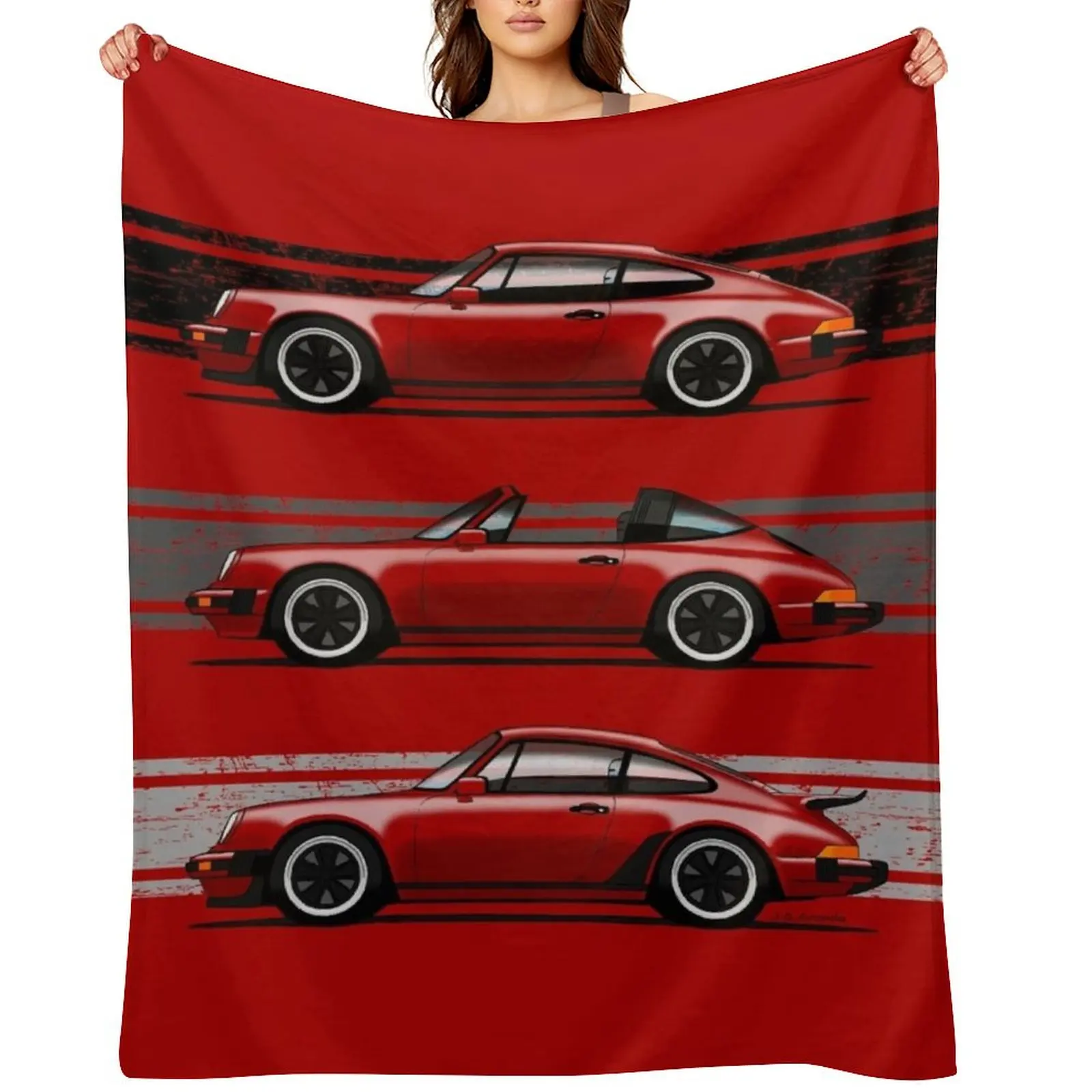 My drawing of the iconic German sports cars in green Throw Blanket bed plaid Baby Extra Large Throw Summer Blankets