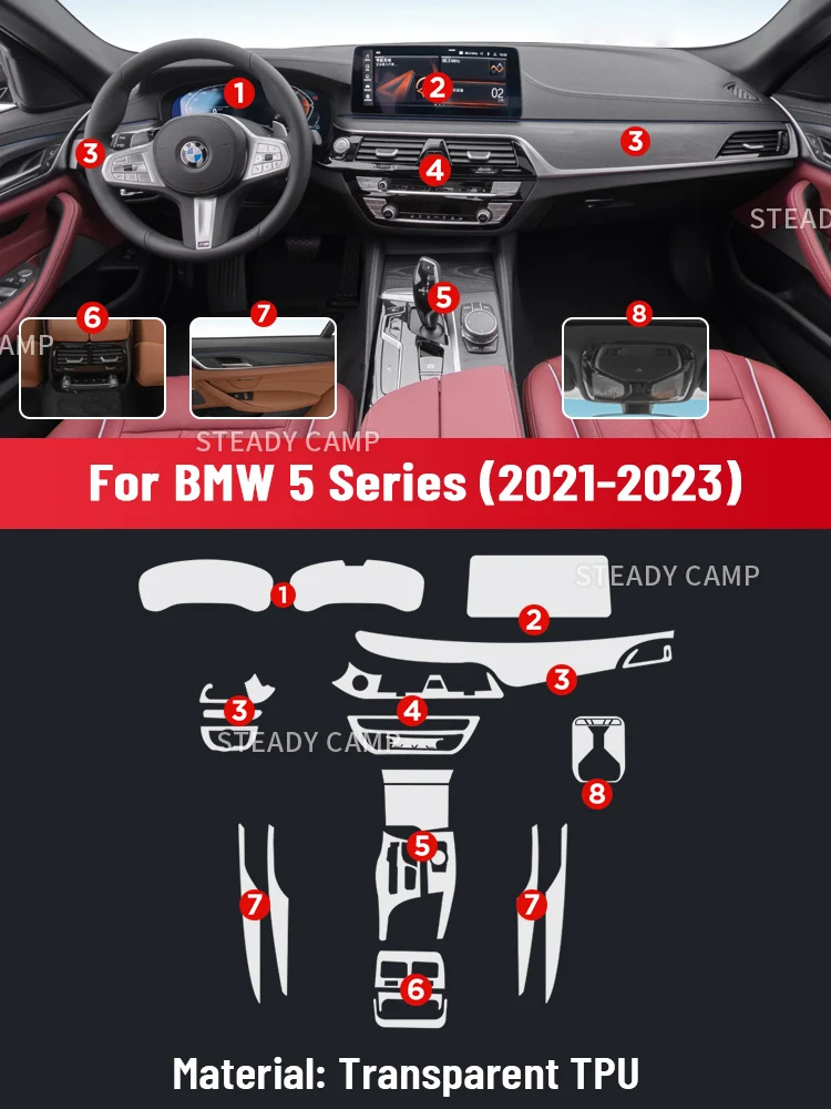 Anti-scratch Car Interior Center Console Media Dashboard Navigation TPU Protector Film For BMW 5 Series G30 G31 2021-2023