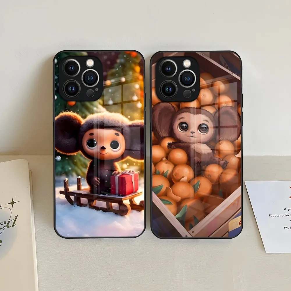 

Cheburashka Phone Case For iPhone 15 13 14 12 11 Pro XS Max Plus Mini X XR 8 7 6s SE2020 Tempered Glass Coque