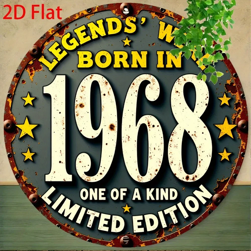 1 قطعة 8x8 بوصة 2D شقة خمر 1968 ريترو جولة الألومنيوم القصدير تسجيل-إصدار محدود ، الطباعة المتعثرة والنجوم الريفية