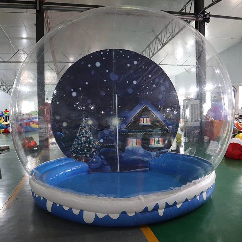 Envío aéreo rápido a puerta, cabina de fotos de burbujas que sopla globo de nieve inflable decoración navideña tienda de burbujas de PVC transparente