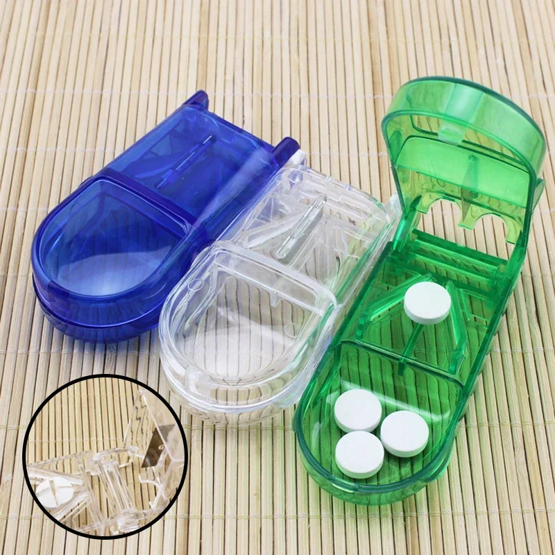 Pill Cutter Splitter Divide Medicine Organizer Drug Slicer Half Storage Compartment Box Medicine Tablet Storage Container