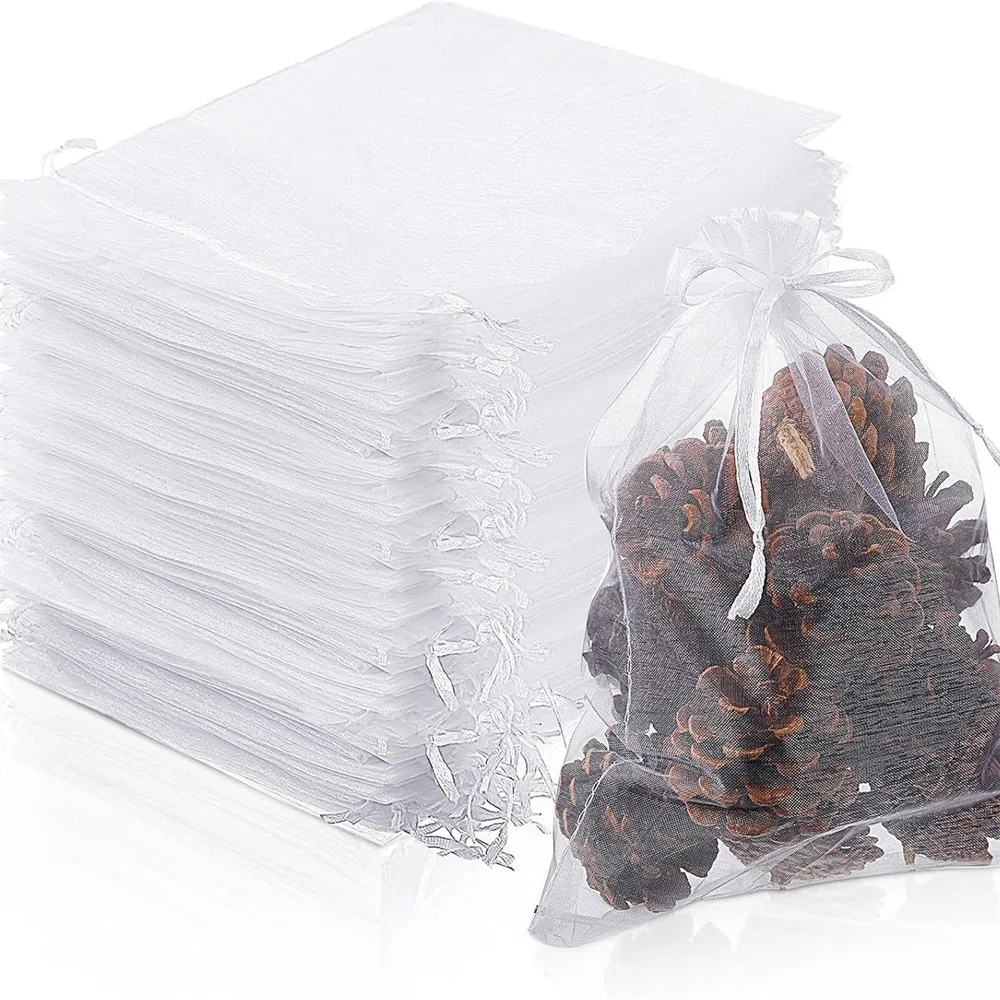 

100Pcs/lot 7x9 9x12CM Organza Bags Jewelry Bag Wedding Party Decoration Drawable Bags Gift Pouches Jewelry Packaging