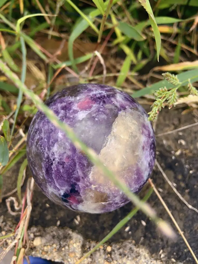 Lepidolite Sphere Natural Gemstone Healing Crystal Reiki Meditation Energy Ball for Spiritual Enlightenment