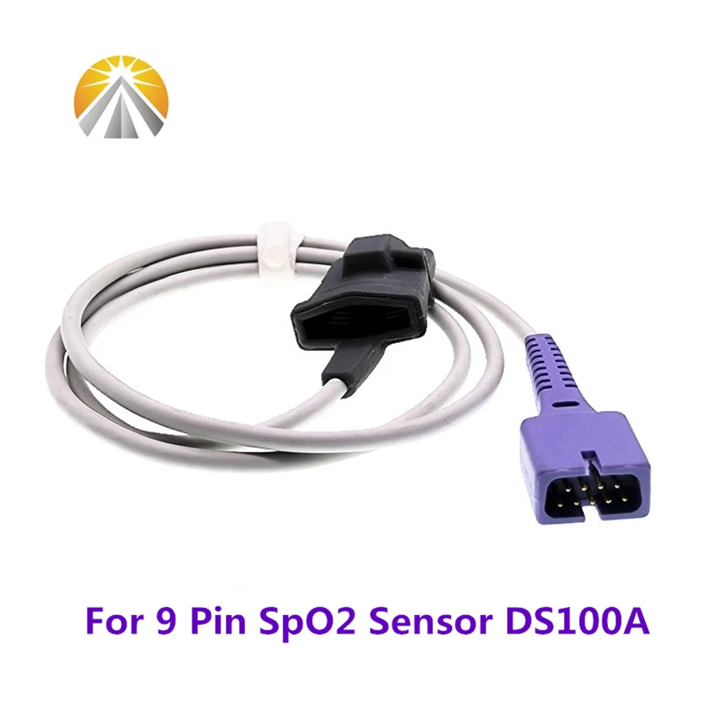 DS100A 9 Pin Reusable SpO2 Sensor 0.9 Meter with Oxi Tech Adult Pediatric Child Neonate Size Multi Brand Patient Monitor