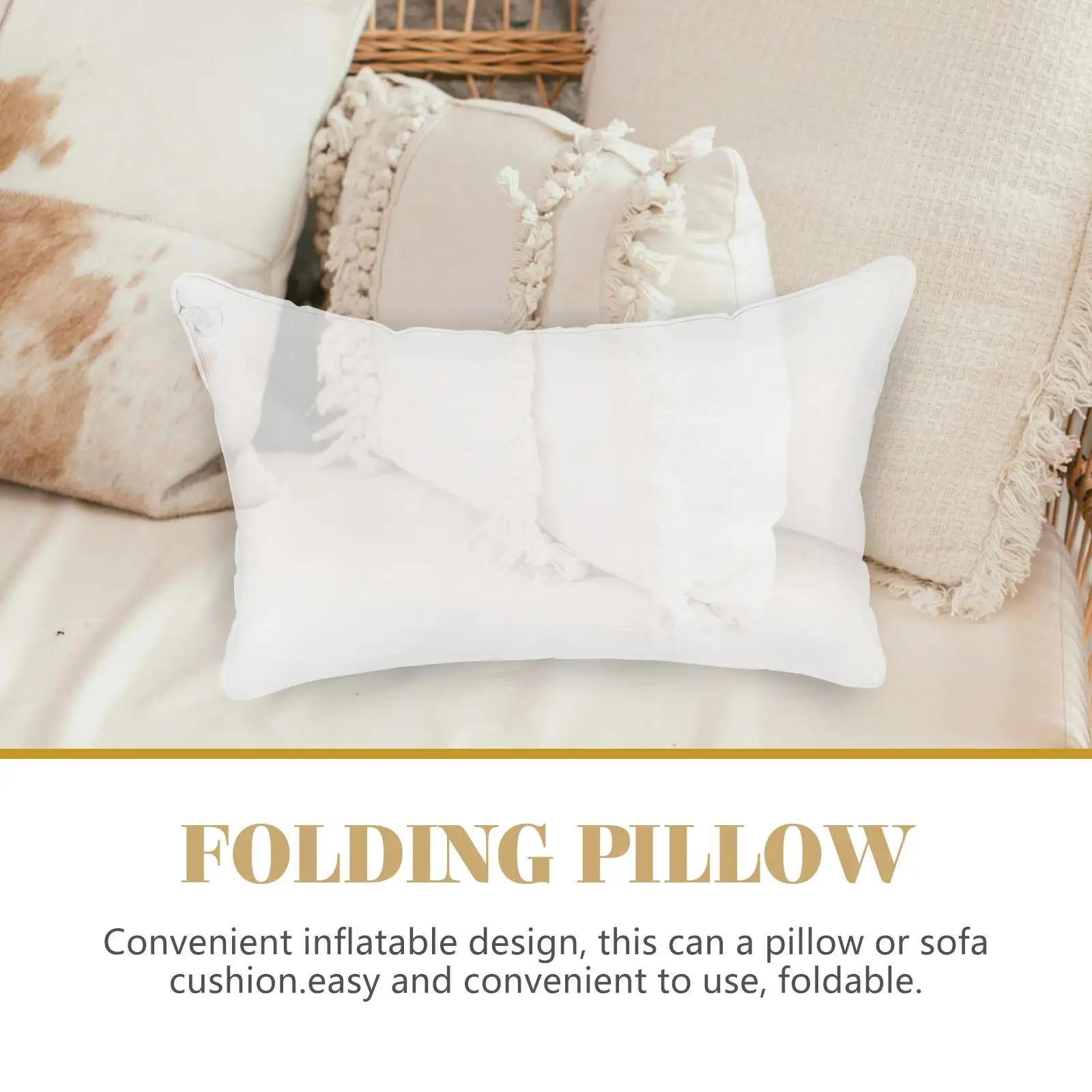 

Inflatable Pillow Transparent PVC 50cmx50cm Camping Outdoor Cushion Foldable Clear Inserts Adjustable Height Portable Soft