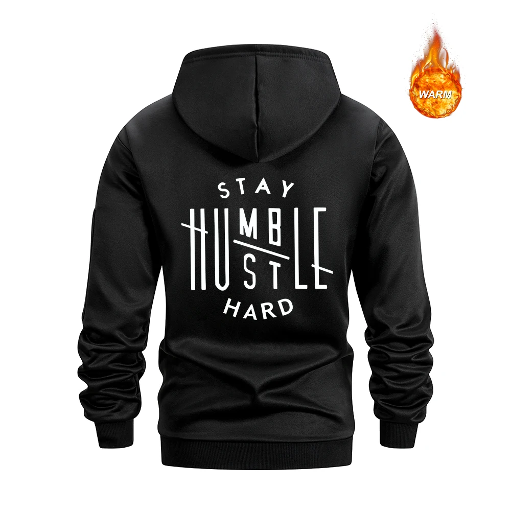 Men's Creative Word Print Half Zip Hoodies With Zippered Pockets Warm Pullover Sweatshirt For Autumn Daily Running And Commute
