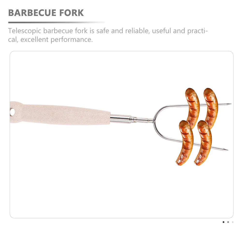 

4pcs Stainless Steel Roasting Sticks U-Shaped Bbq Tool Outdoor Barbecue Fork Home Cooking Meat Fork Telescopic Handle Anti-Scald