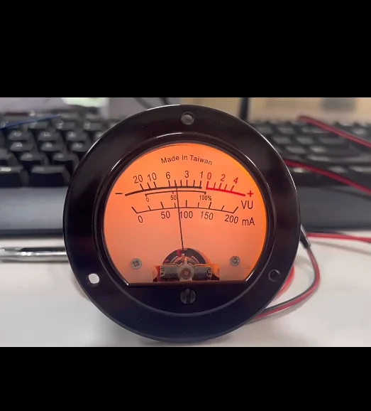 VU Meter Panel SD65 52mm Analog Pointer Round Ammeter DC 0-50A with Yellow Backlight for Audio Power Amplifier DIY