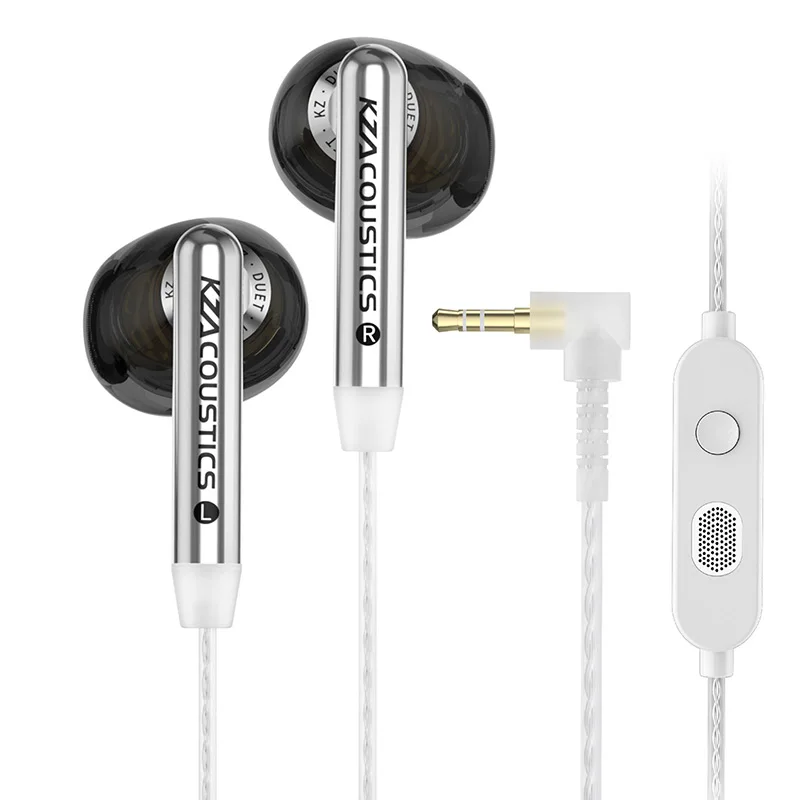 KZ Duet Quad Core Dual Dynamic Drivers Earphones HiFi Wired Earbuds In Ear Music Gaming Sound Quality Stereo Headset