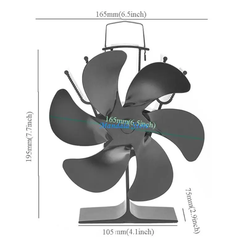 U2JC SF306G الخشب لمروحة الموقد 6 شفرات مروحة موقد تعمل بالطاقة الحرارية لسجل الخشب Qu