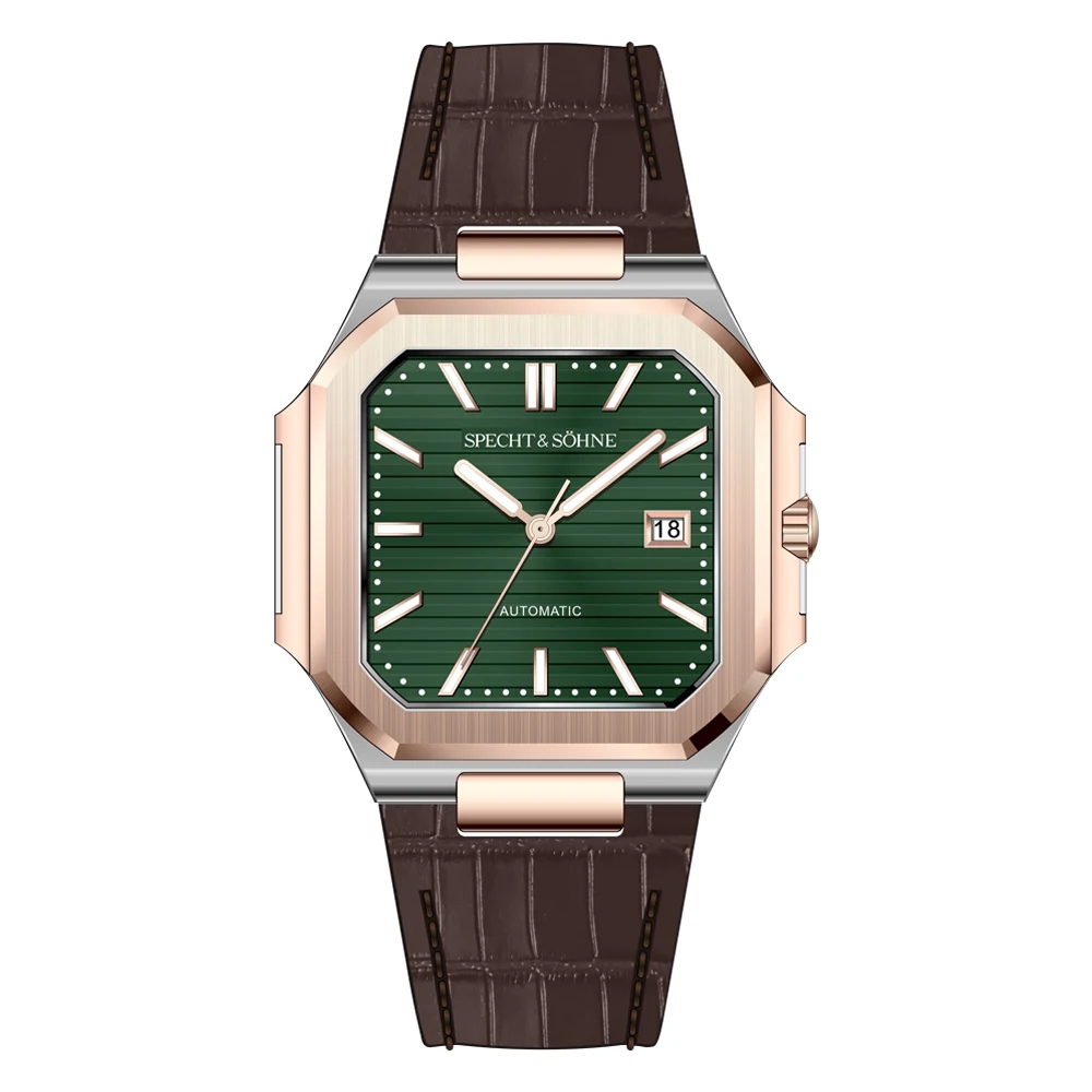2025 Specht & Söhne 41 MM Vierkant Kubiek 5711 Herenhorloge Mechanische Horloges Roségoud Roestvrij staal Saffierkristal Waterdicht