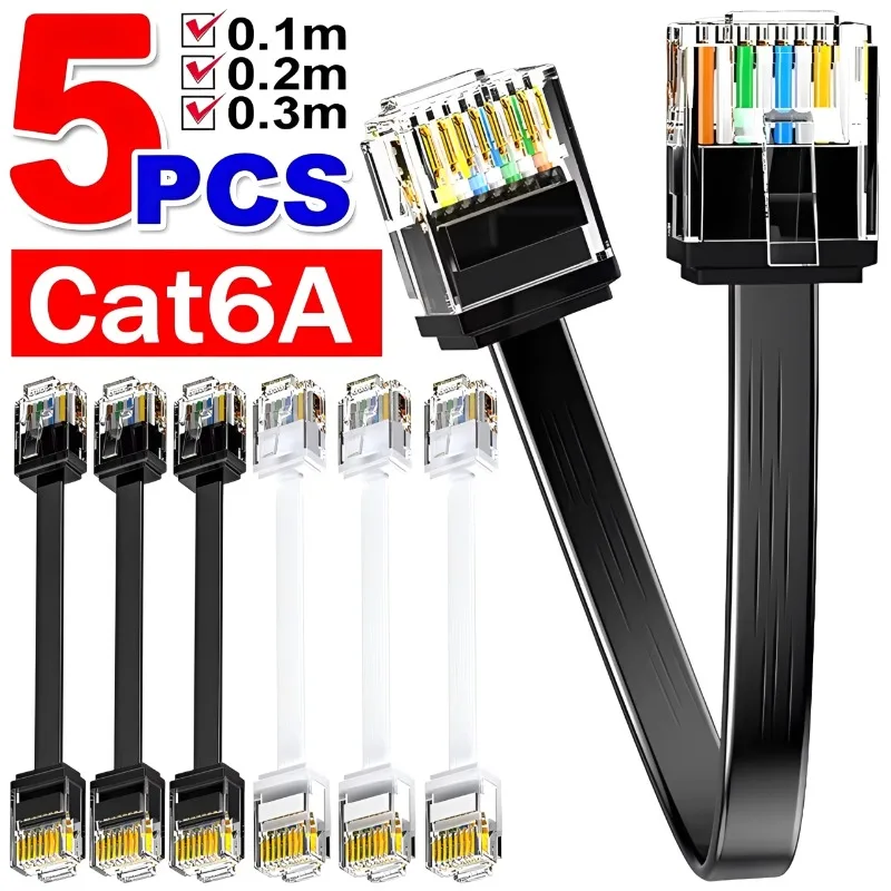 1/3/5Pcs Cat6A Slim Short Ethernet Cable 10Gbps CAT 6A High-Speed UTP Ethernet Patch Network Cable for Home Office Supplies