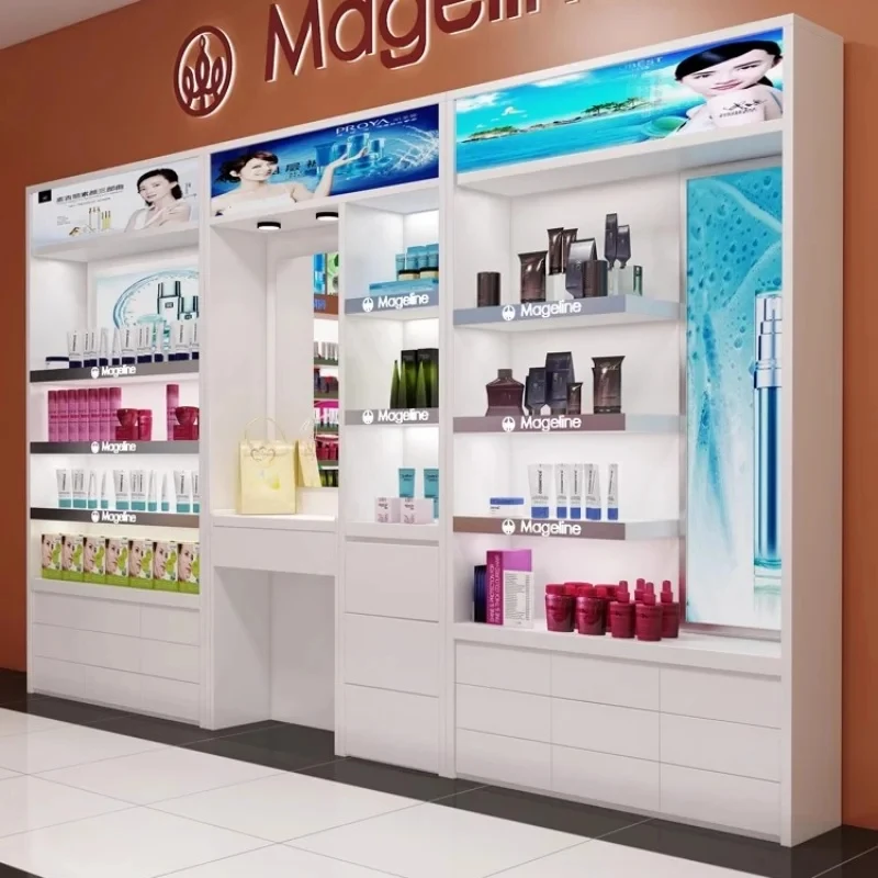 custom.High Quality Modern Beauty Supply Store Fixtures With Light Cosmetics Mall Kiosks Cosmetics Store