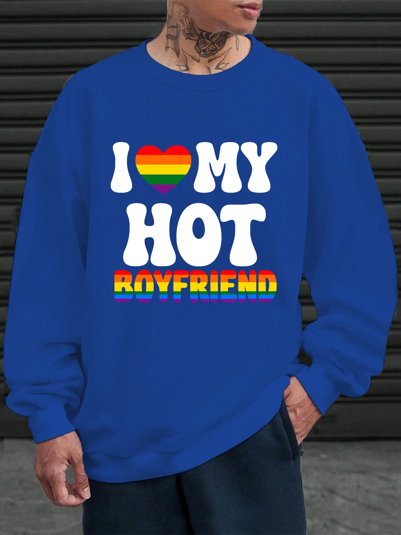 أنا أحب الساخن صديقها طباعة البلوز الرجال الشارع Crewneck البلوز الصوف كل مباراة رياضية محب الخريف الذكور الملابس #1