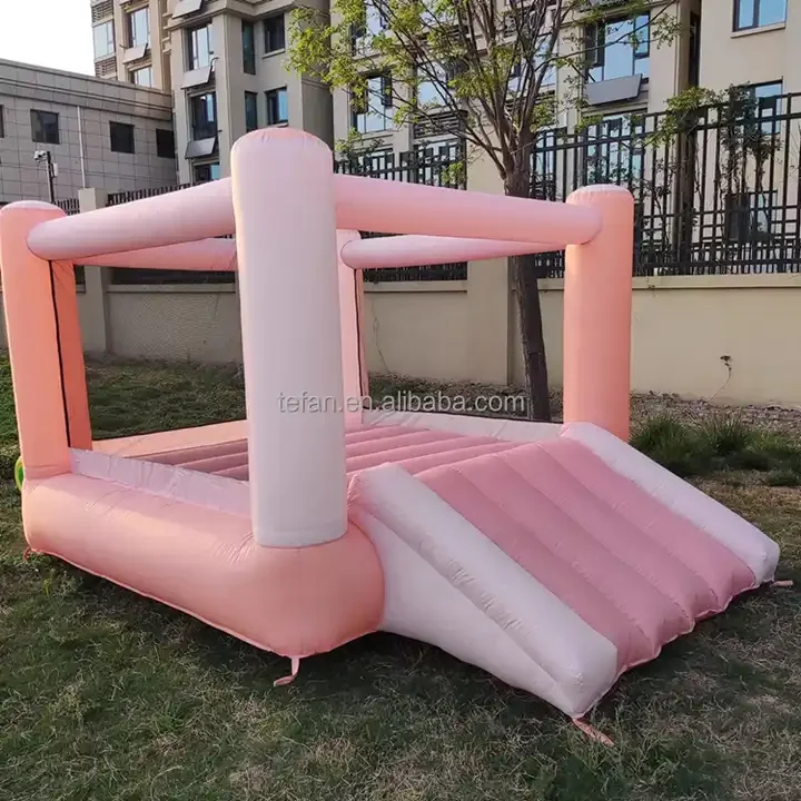 Hot sale wholesale price  Pastel pink blue  small jumping castle  baby bouncer  bounce house inflatable trampoline  for kids