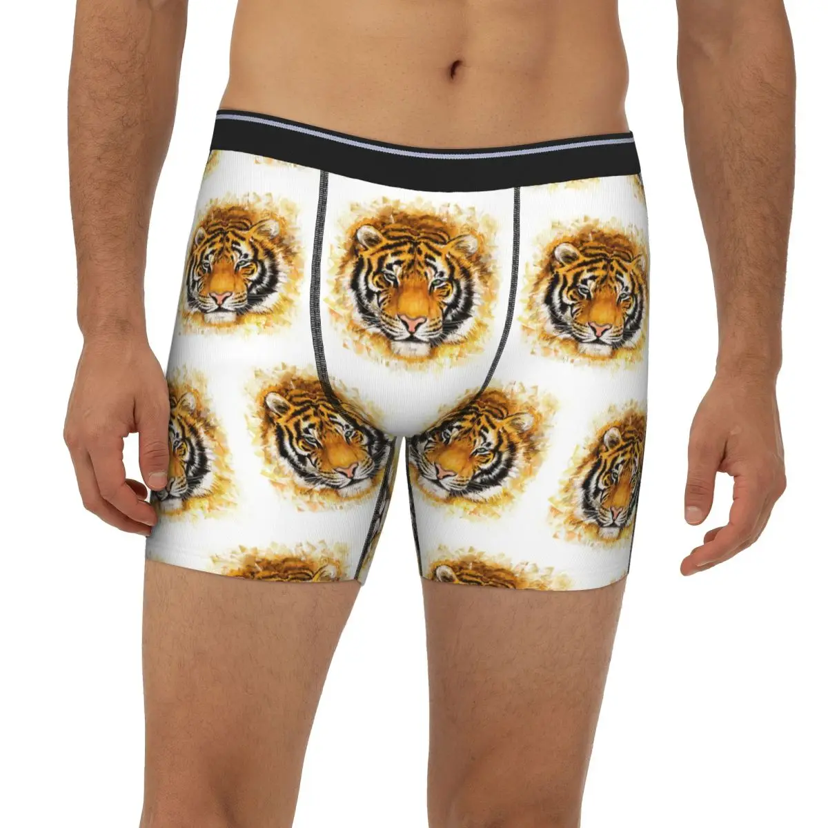 

Bengal Tiger Animal Long Boxer Underpants Short Men Panties Ventilate Underwear for Homme Man Boyfriend Gift