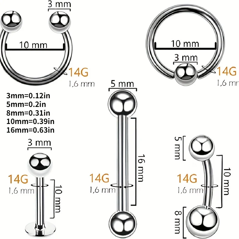 Professional Body Piercing Kit for Belly Button/Lip/Tongue/Ear/Nose/Navel, Sterile Safe Piercing Gun Kits, Body Piercing Needle Tool Kits Stainless Steel for Women Men All Body Piercings with Piercing Jewelry