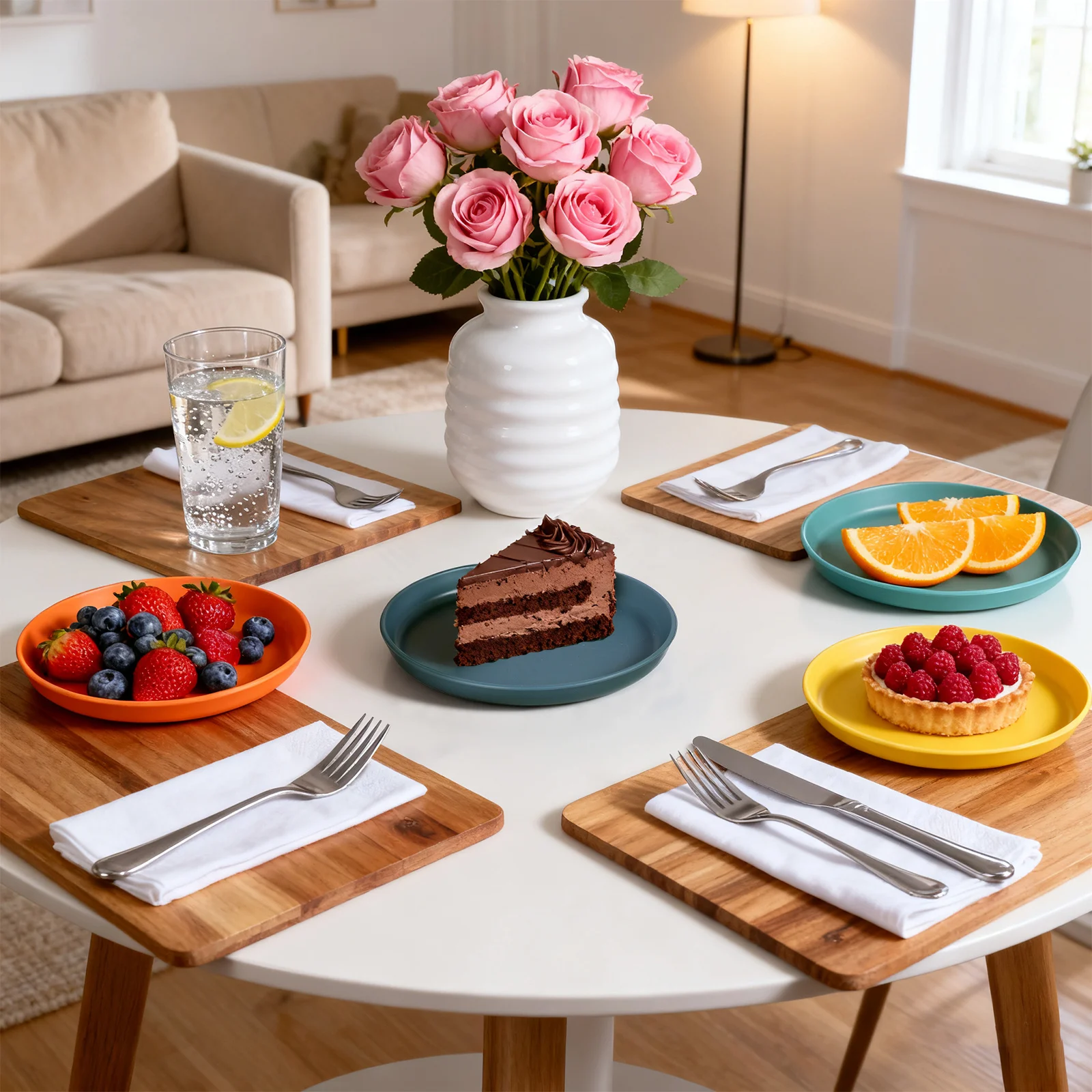 

1Set Plastic Snack Plates Multipurpose Round Food Dishes Desktop Bone Residue Tray Storage Rack Household Serving Plate